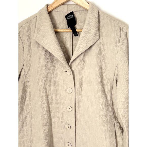Eileen Fisher Blazer Jacket Size Medium pockets Neutral Minimalist Cotton N34 - Picture 13 of 15